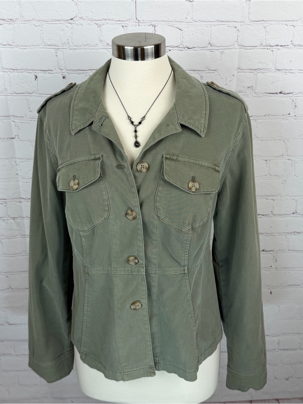 torrid Olive Utility Button-Front Peplum Jacket 1X gorpcore, feminine utility